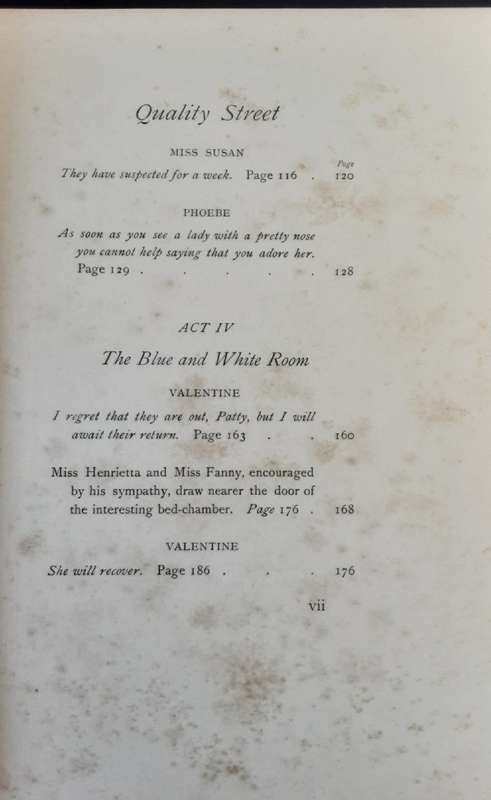 Quality Street A Comedy in Four Acts by J M Barrie illustrated by Hugh Johnson 1901