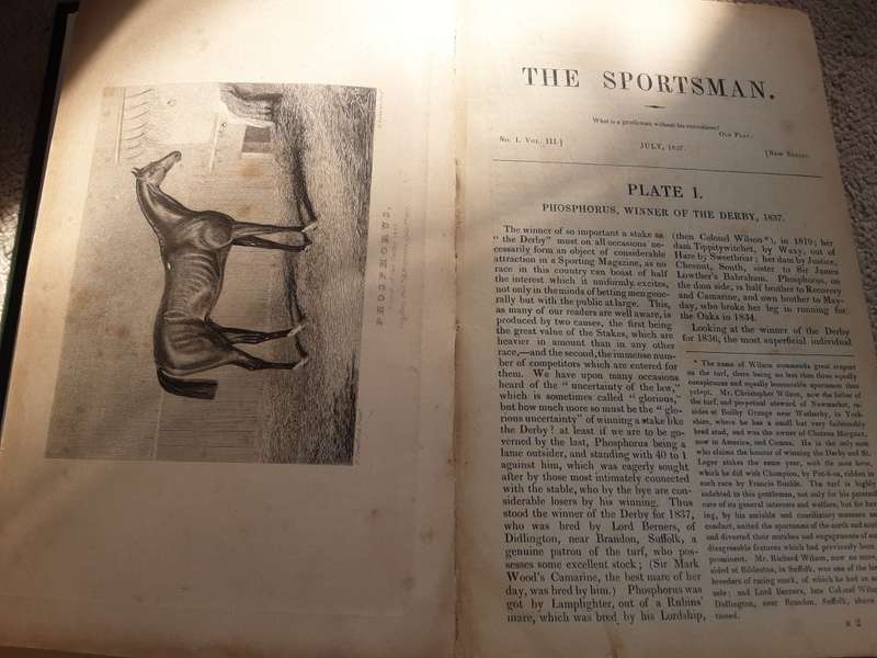 The Sportsman Vol III from July to December 1837 with index