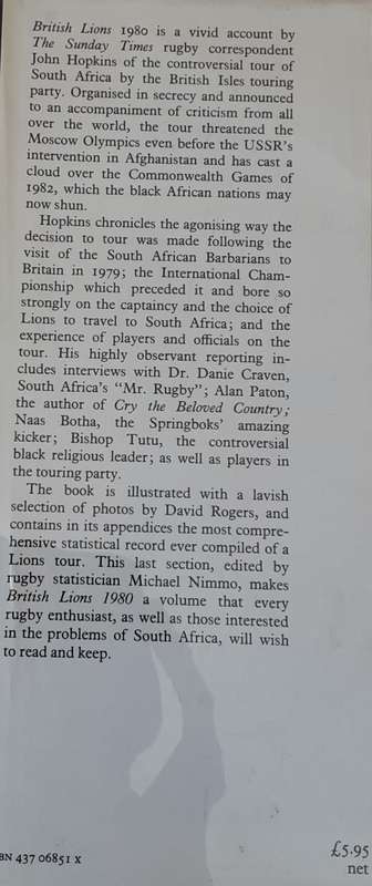 British Lions 1980 by John Hopkins