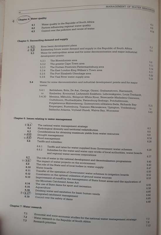Management of the Water Resources of the Republic of South Africa