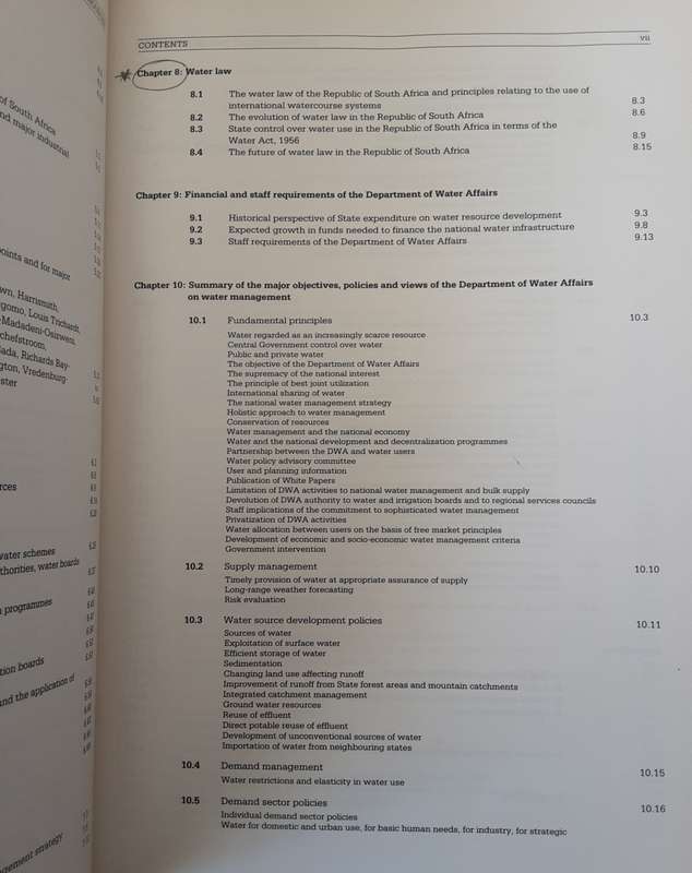 Management of the Water Resources of the Republic of South Africa
