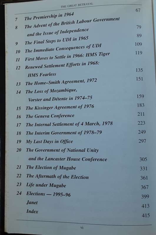The Great Betrayal, Memoirs of Africa`s Most Controversial Leader Ian Smith **Signed True First Edit