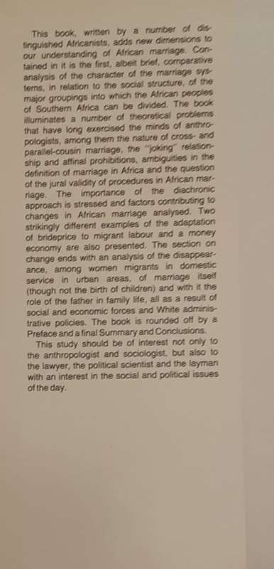 Essays on African Marriage in Southern Africa edited by Eileen Jensen Krige & John L Cormaroff