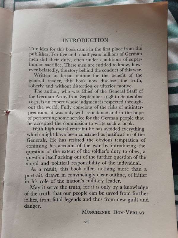 Hitler as War Lord by Franz Halder - First Edition English Putnam 1950