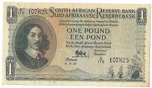 One Pound/ een Pond MH De Kock, dated 8.3.54