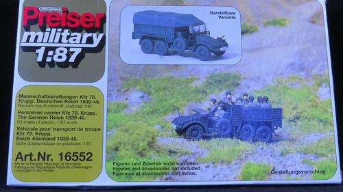 Preiser HO Military Krupp Kfz 70 Personnel carrier. German Reich 1939-45