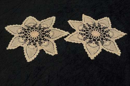HAND CROCHETED COTTON DOILIES X 2 VERY FINE PINK