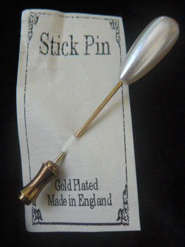HAT OR STICK PIN GOLD PLATE  WITH FAUX PEARL - MADE IN ENGLAND @