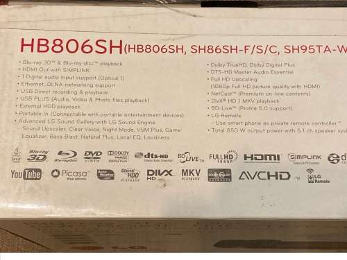 LG 3d Blu-ray Home Theatre System (HB806SH)