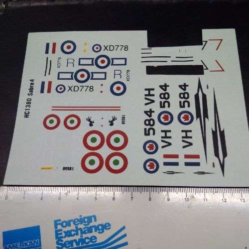 Model Aeroplane Decals - Sabre 4