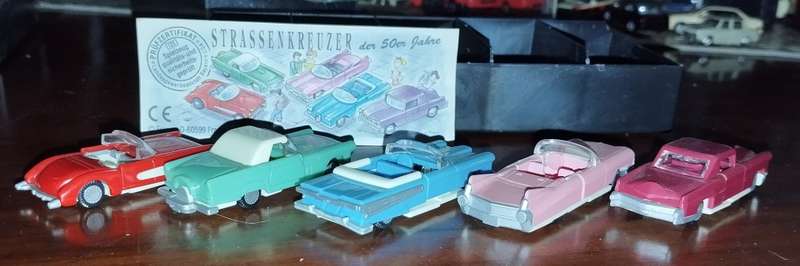 5 x 1950s American Cars Collectors Set - Kinder Surprise - 1/87 Scale