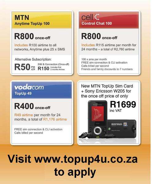 Vodacom Topup 49 for R400- R49 airtime X 24 months- Free shipping