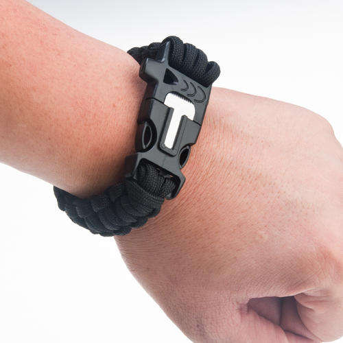 Wrist Rope Bracelet - 3 in one.. incorporates a fire striker rope cutter and a whistle