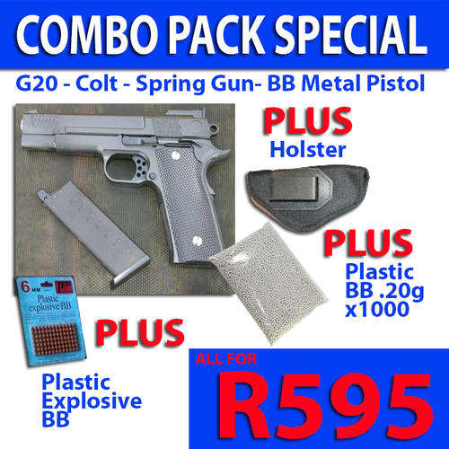 COMBO SPECIAL - G20 - Colt - Spring Gun- BB Metal Pistol!! Shoots BB!!