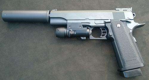 G6 Pistol - Spring - BB Metal Pistol with Silencer and laser sight