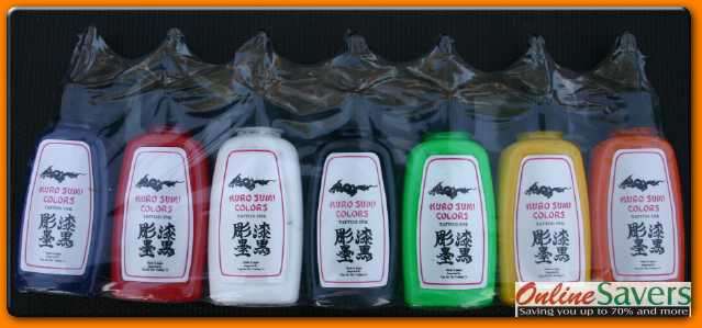 Kuro Sumi Tattoo Ink 7 col set 1oz