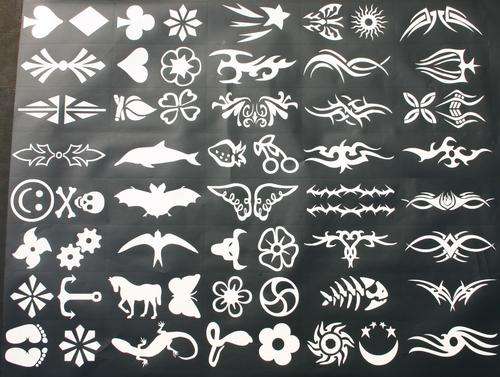 Airbrush Temporary Tattoo Stencials!!  100 re useable vinyal stencials!! SET A