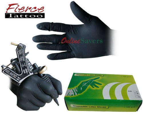 Black Latex Gloves for Tattoo & Piercing -  10 pieces BARGAIN!!