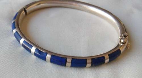 Silver Lapis Lazuli Bangle