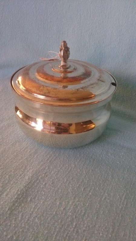 SILVER PLATED SUGAR BOWL WITH LID