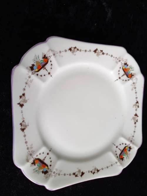 Square Shelley Side Plate (Purple Border) (a)