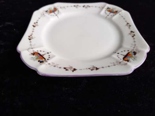 Square Shelley Side Plate (Purple Border) (a)