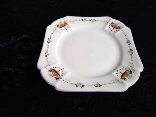 Square Shelley Side Plate (Purple Border) (a)