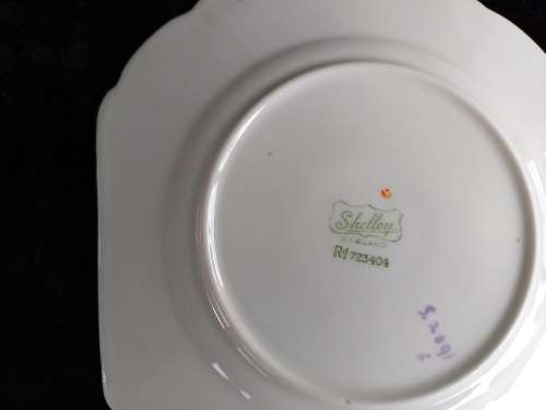 Square Shelley Side Plate (Purple Border) (a)