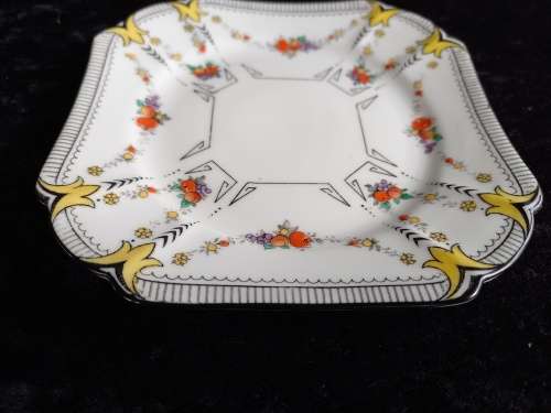 Square Shelley Side Plate (Black and Yellow with fruit)
