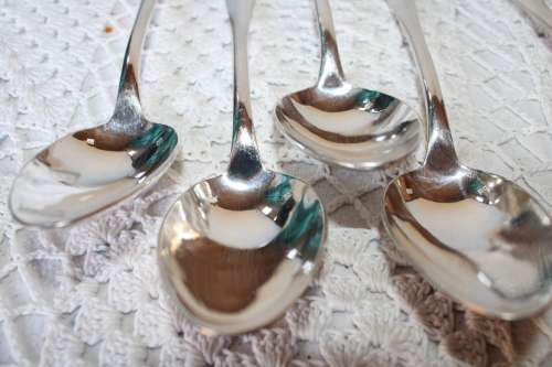 Set of 6 French Serving Spoons - Good Quality.