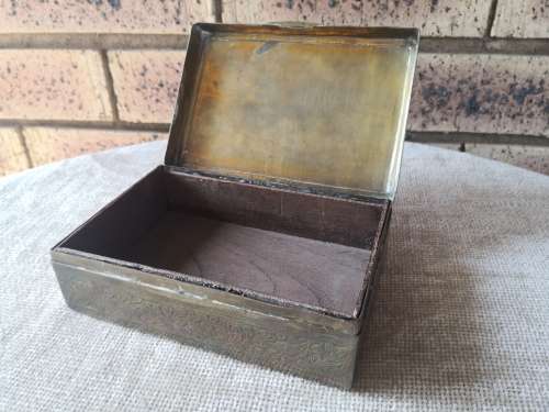 Brass Jewellery Box with Wooden Inlay