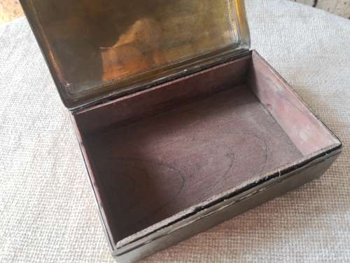 Brass Jewellery Box with Wooden Inlay