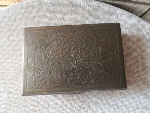 Brass Jewellery Box with Wooden Inlay