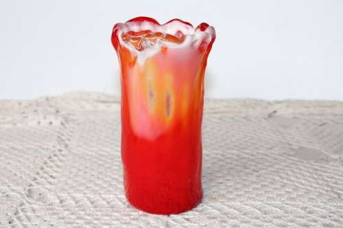 Orange/Red Art Glass Vase