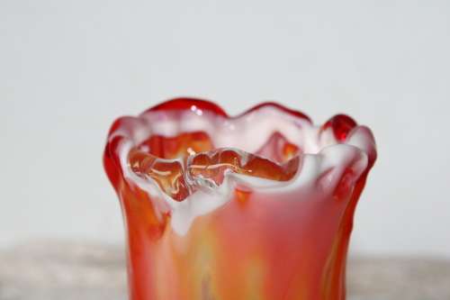 Orange/Red Art Glass Vase