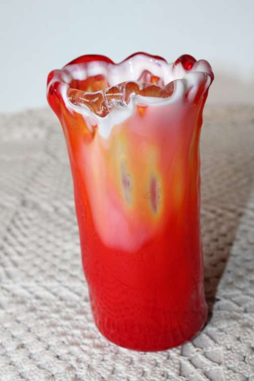 Orange/Red Art Glass Vase
