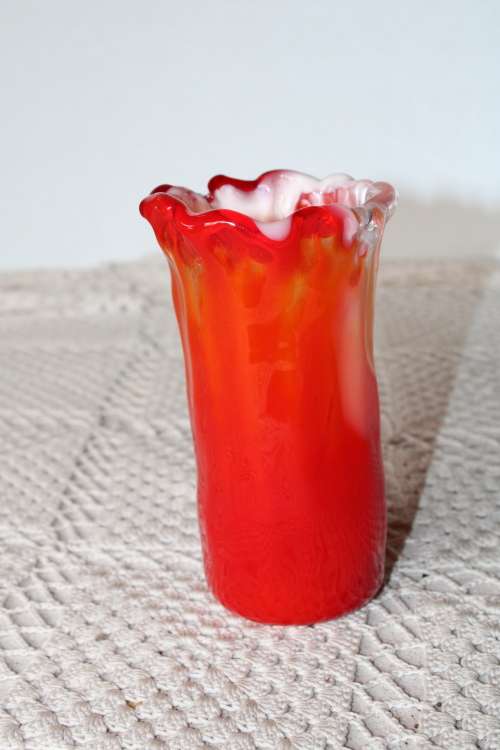 Orange/Red Art Glass Vase