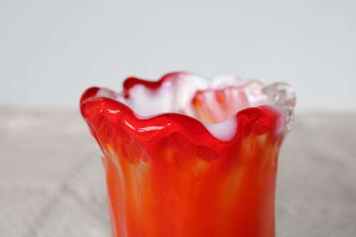 Orange/Red Art Glass Vase
