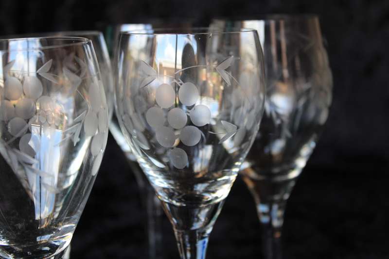 Set x5 Grape pattern White wine Glasses