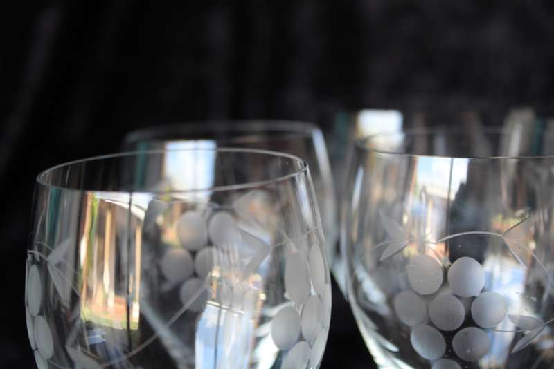 Set x5 Grape pattern White wine Glasses