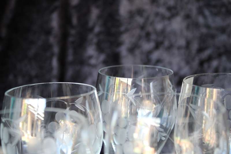 Set x5 Grape pattern White wine Glasses
