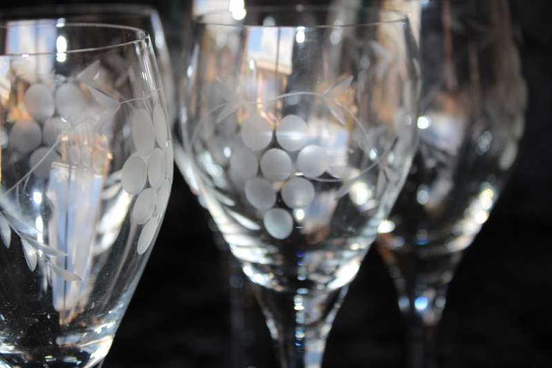 Set x5 Grape pattern White wine Glasses