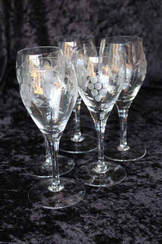 Set x5 Grape pattern White wine Glasses