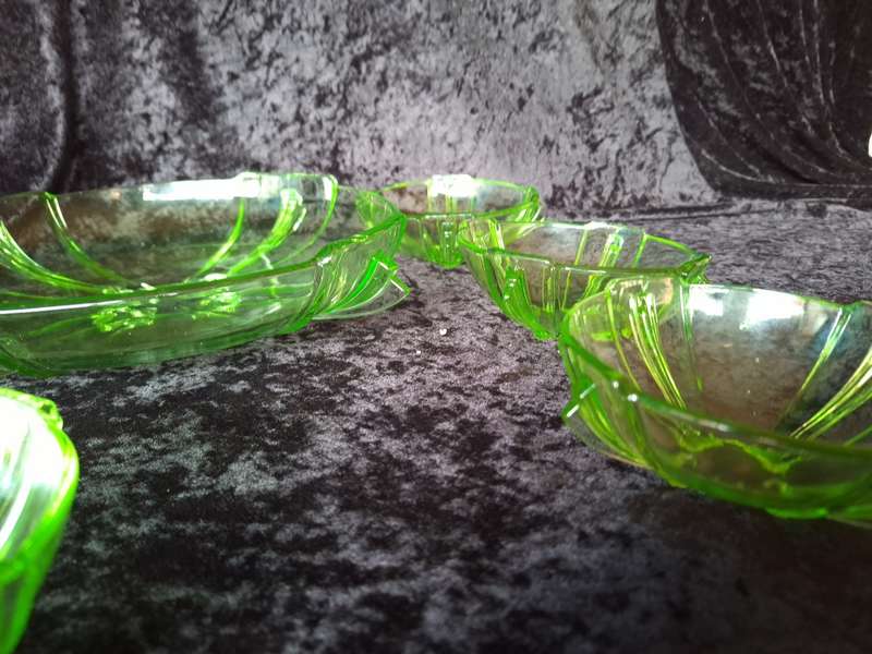 Uranium Glass Dessert Set