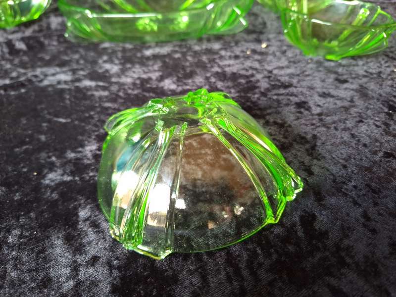 Uranium Glass Dessert Set