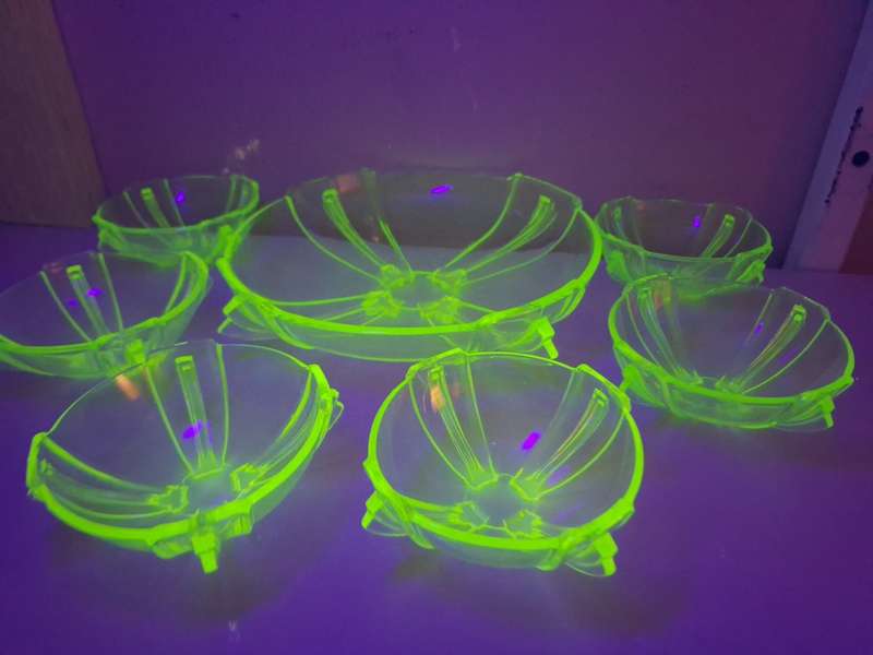 Uranium Glass Dessert Set