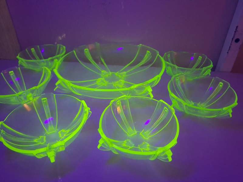 Uranium Glass Dessert Set