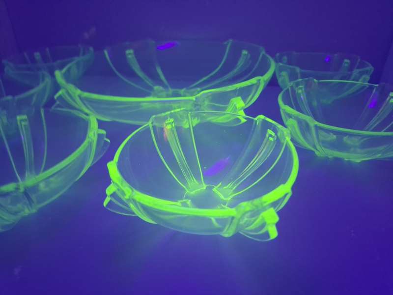 Uranium Glass Dessert Set