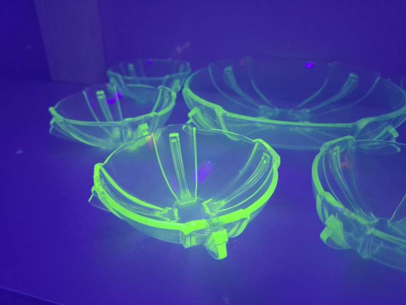 Uranium Glass Dessert Set