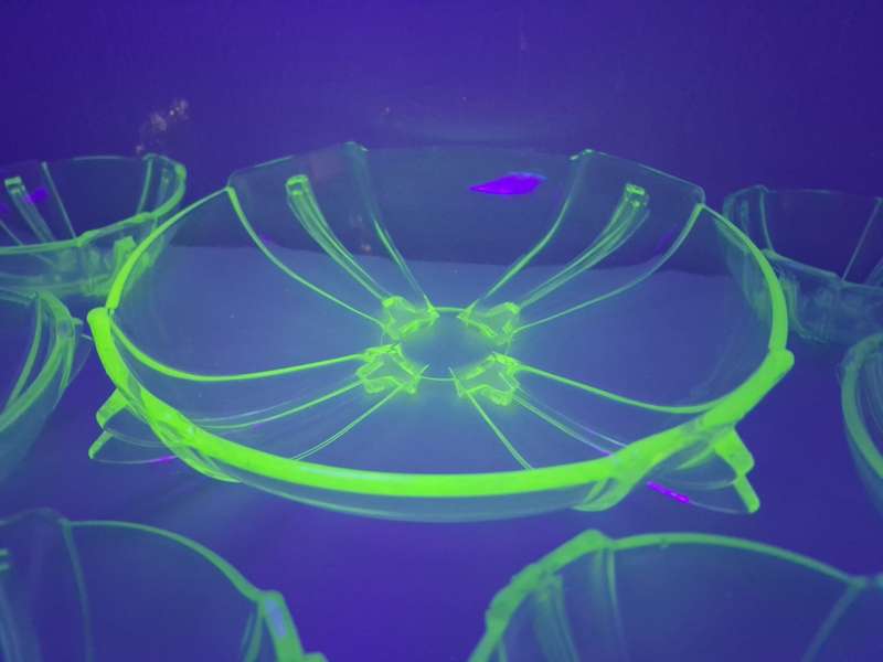 Uranium Glass Dessert Set